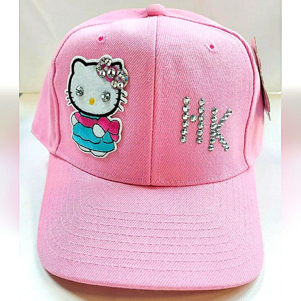 NEW Hello Kitty Sanrio Baseball Cap-Hat w/Swarovski Crystals! Fitted 7 1/2" 60cm